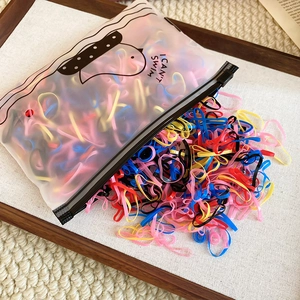 High-elastic hair band set in a matte frosted zipper bag with various vibrant colors