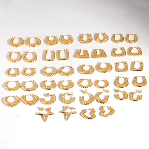 Minimalist irregular stainless steel gold earrings set in various geometric shapes