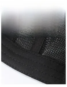 Close-up of black breathable mesh hat with reinforced wide sweatband for comfort
