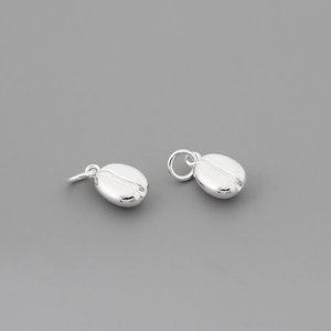 Minimalist silver coffee bean pendant in 14k gold plated style for DIY jewelry making
