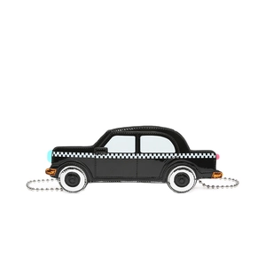 Creative car-shaped black crossbody bag with checkered pattern and silver bead chain strap