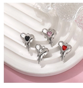 Melting heart alloy pendants with colorful heart-shaped rhinestones for DIY jewelry