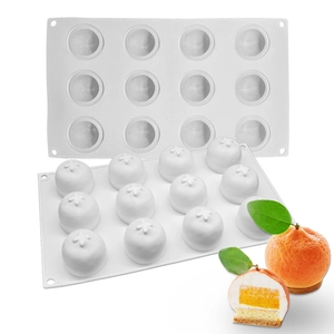 White silicone orange mousse cake mold set for creative French dessert baking DIY