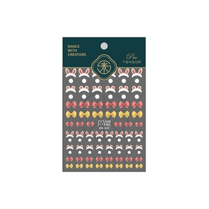 Autocollants nail art en relief 3D avec motifs oreilles de lapin et nœuds colorés