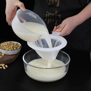 Fine mesh soy milk strainer with long handle for kitchen juice and residue filtering
