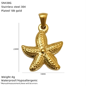 18K vergoldeter 304 Edelstahl Seestern-Anhänger, 23mm x 19mm für DIY Schmuckzubehör