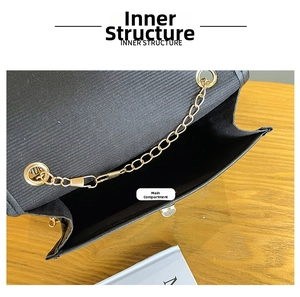 Close-up of the inner structure and spacious main pocket of the stone pattern shoulder bag
