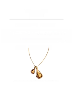 Detail view of gold-plated double gourd pendant necklace with zircon inlay dimensions