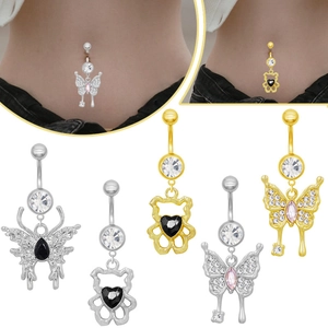 Piercing Nombril Papillon Ours Acier Inoxydable Zircone Bijoux De Corps Pour Femmes Accessoires Mode