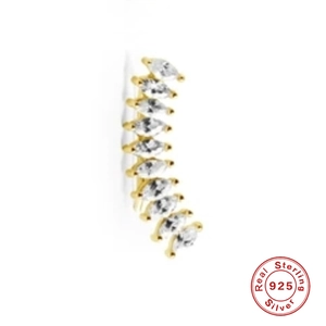 S925 sterling silver geometric marquise crawler earrings with white cubic zirconia