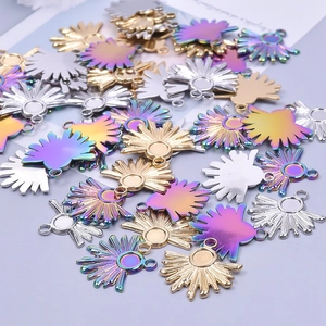 Polished 18k gold plated sun flower pendants in silver gold and rainbow finishes