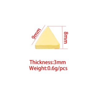 Golden mirror stainless steel triangle bead charm with 9mm size dimensions and weight info