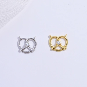 Pretzel Knot Pendant 925 Sterling Silver Cubic Zirconia Inlaid Intertwined Heart Dainty Fashion Jewelry Accessory Women