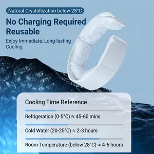 Cooling PCM neck ring for heatstroke prevention with iceberg visual design and 28C cooling point