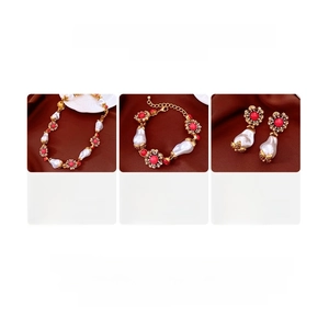 Detaillierte Größentabelle für das Vintage-Perlenblumen-Schmuckset mit Halskette