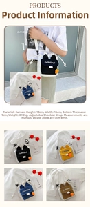 Détails du mini sac seau en toile avec oreilles de chat et charme carotte en quatre couleurs