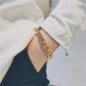 Pulsera de cadena cubana de oro de 18 quilates para hombre, joyería hip-hop de alta calidad