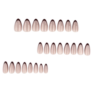 Faux ongles amande french manucure rose nude et rouge bordeaux finition brillante