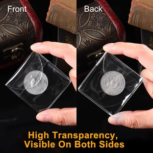 Clear PVC coin sleeves for protection and display with front and back view visibility