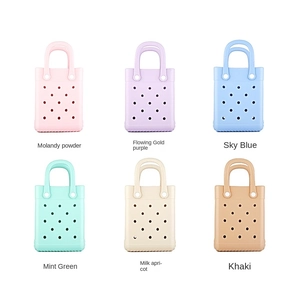 Mini EVA Handbag Waterproof Hollow Hole Beach Bag Macaron Color Sweet Fashion Lightweight Women Square Tote
