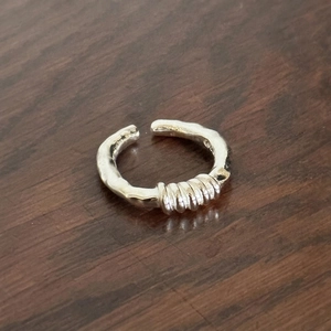 925 Sterling Silver Open Ring Twisted Rope Irregular Texture Minimalist Adjustable INS Fashion Jewelry For Women