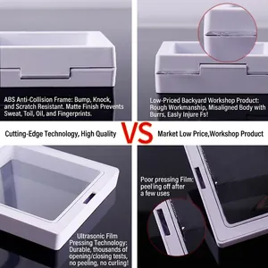 White ABS PE film floating jewelry box with matte finish and ultrasonic film sealing