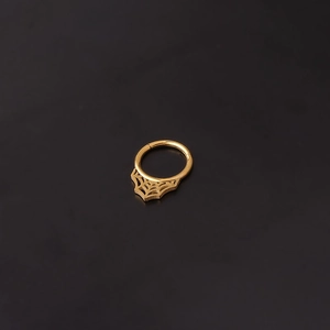 Anneau de nez et oreille en acier inoxydable doré 1.2mm avec motif toile d'araignée