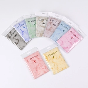 Passport Holder PU Leather Marble Pattern Protective Cover Multi Card Slots Travel Case Travel Accessories Organizer