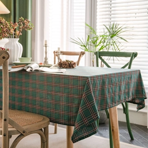 American Style Plaid Tablecloth Yarn Dyed Blended Fabric Rectangular Table Cover For Christmas Holiday Dining Room Home Decor