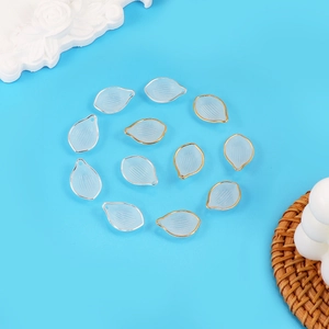 Acrylic frosted lotus petal charms with gold and silver edges for DIY jewelry making