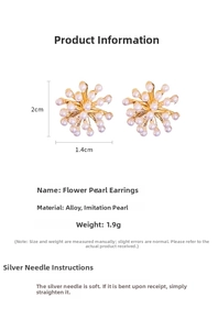 Spécifications détaillées des dimensions et paramètres pour boucles d'oreilles perles fleurs