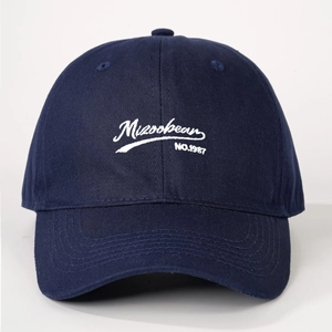Navy blue cotton baseball cap with white Mizobean 1987 embroidery and vintage adjustable strap