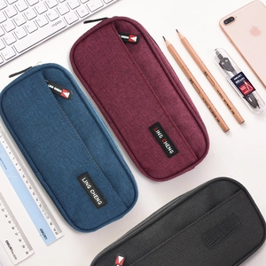 High-capacity Oxford cloth pencil cases in burgundy, navy blue, and dark gray colors
