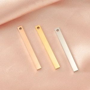 Polished stainless steel rectangular bar pendants in gold, rose gold and silver finishes