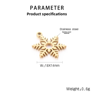 Détails des dimensions d'un pendentif flocon en acier inoxydable doré de 19x14mm (0,6g)