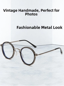 Side view of retro round glasses frames with metallic temples and silicone nose pads