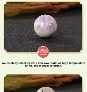 Polished 20mm round natural crystal ball with purple and white textures for decor