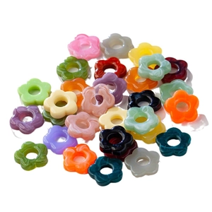Colorful 19mm acrylic flower charms for DIY jewelry and hair accessories on white background