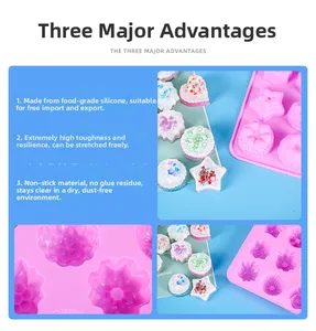 Détail du moule en silicone rose montrant flexibilité, surface antiadhésive et cœurs