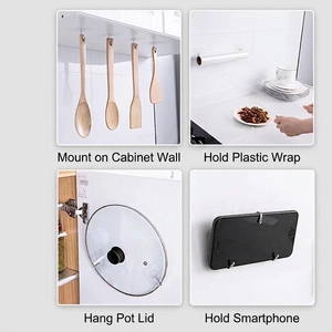 Strong transparent adhesive hooks for kitchen storage and multi-functional wall organizers