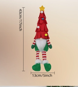 Detailed dimensions of 17-inch Christmas gnome with striped legs and star hat