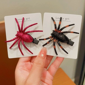 Halloween Spider Hair Clips Glitter Shiny Novelty Metallic Duckbill Clips For Girls Kids Party Costume Accessories