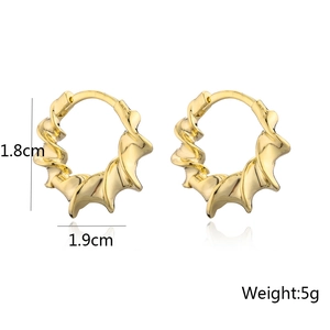 Orecchini a cerchio intrecciati placcati oro 14K con altezza 1,8cm e larghezza 1,9cm
