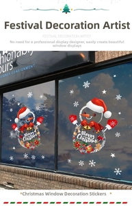 Gros plan sur des stickers de Noël avec d'adorables bonhommes de neige et flocons blancs