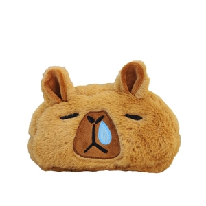 Cute Capybara plush pencil case large capacity cartoon stationery organizer in brown fur