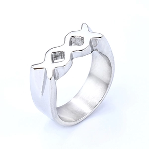 Hollow X Shape Stainless Steel Ring Minimalist Love Letter Stacked Band Niche Design Non-fading Fashion Jewelry Men Women