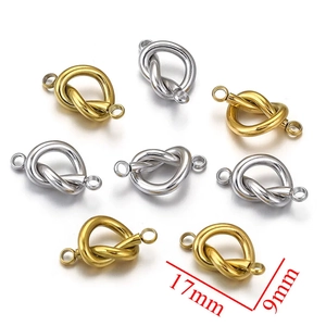 Gold and silver knotted heart connectors for DIY jewelry making in 17mm x 9mm size