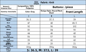 Tabella taglie S, M, L per maglione corto grigio in poliestere con maglia a rombi