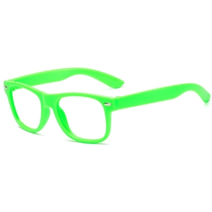 Lunettes carrées vert fluo pour enfants avec verres clairs au design classique élégant