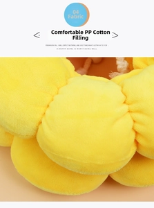Detail of yellow sunflower pet cone with soft plush fabric and premium PP cotton filling